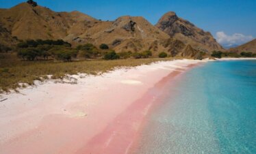 Komodo National Park landscape with islands and blue ocean in East Nusa Tenggara
