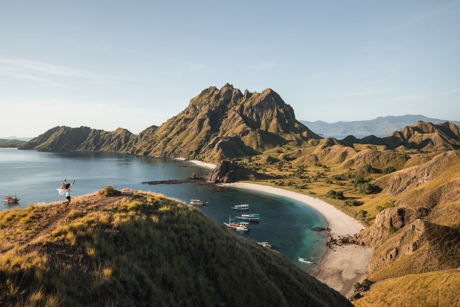 Komodo National Park landscape with islands and blue ocean in East Nusa Tenggara