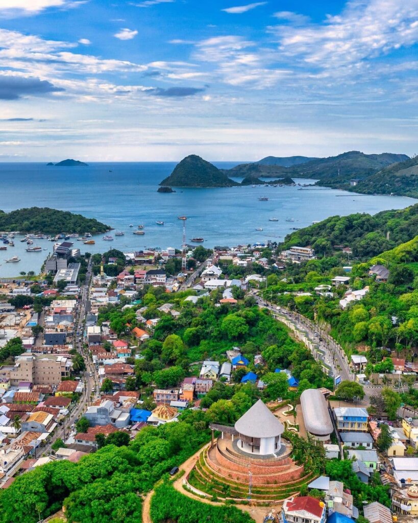 View from Puncak Waringin overlooking Labuan Bajo’s harbor and sunset