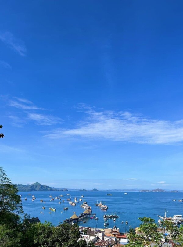 View from Puncak Waringin overlooking Labuan Bajo’s harbor and sunset