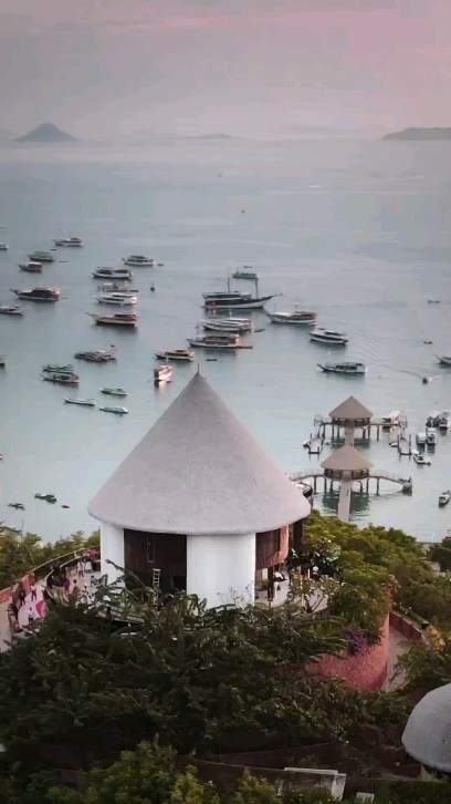 View from Puncak Waringin overlooking Labuan Bajo’s harbor and sunset